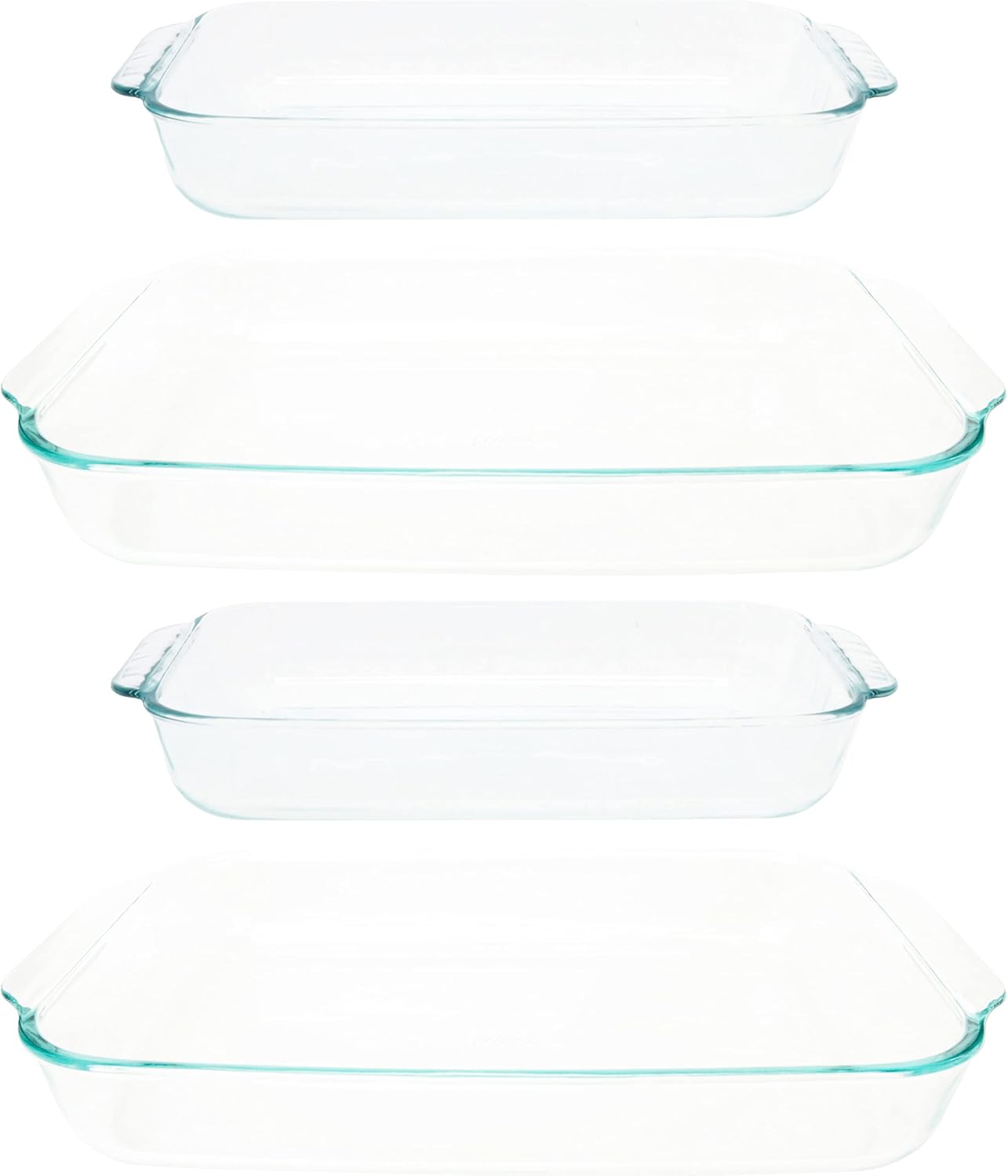 Pyrex (2) 233 3qt and (2) 232 2qt Rectangular Glass Baking Dishes Combo Set - Made in the USA