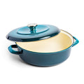 Merten & Storck German Enameled Iron, Round 4QT Casserole Braiser with Lid, Foundry Red