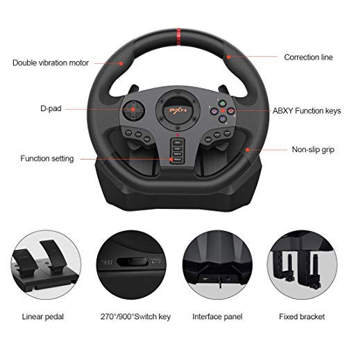 PC Steering Wheel Gaming with Linear Pedals and Dual Vibration L686