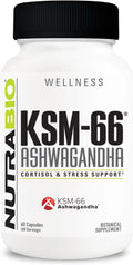 NutraBio Ashwagandha KSM-66 Herbal Supplement for Better Overall Well being, 600mg - 60 Vegetable Capsules