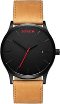 MVMT Classic Men's 45 MM Analog Black Tan Watch with Leather Strap