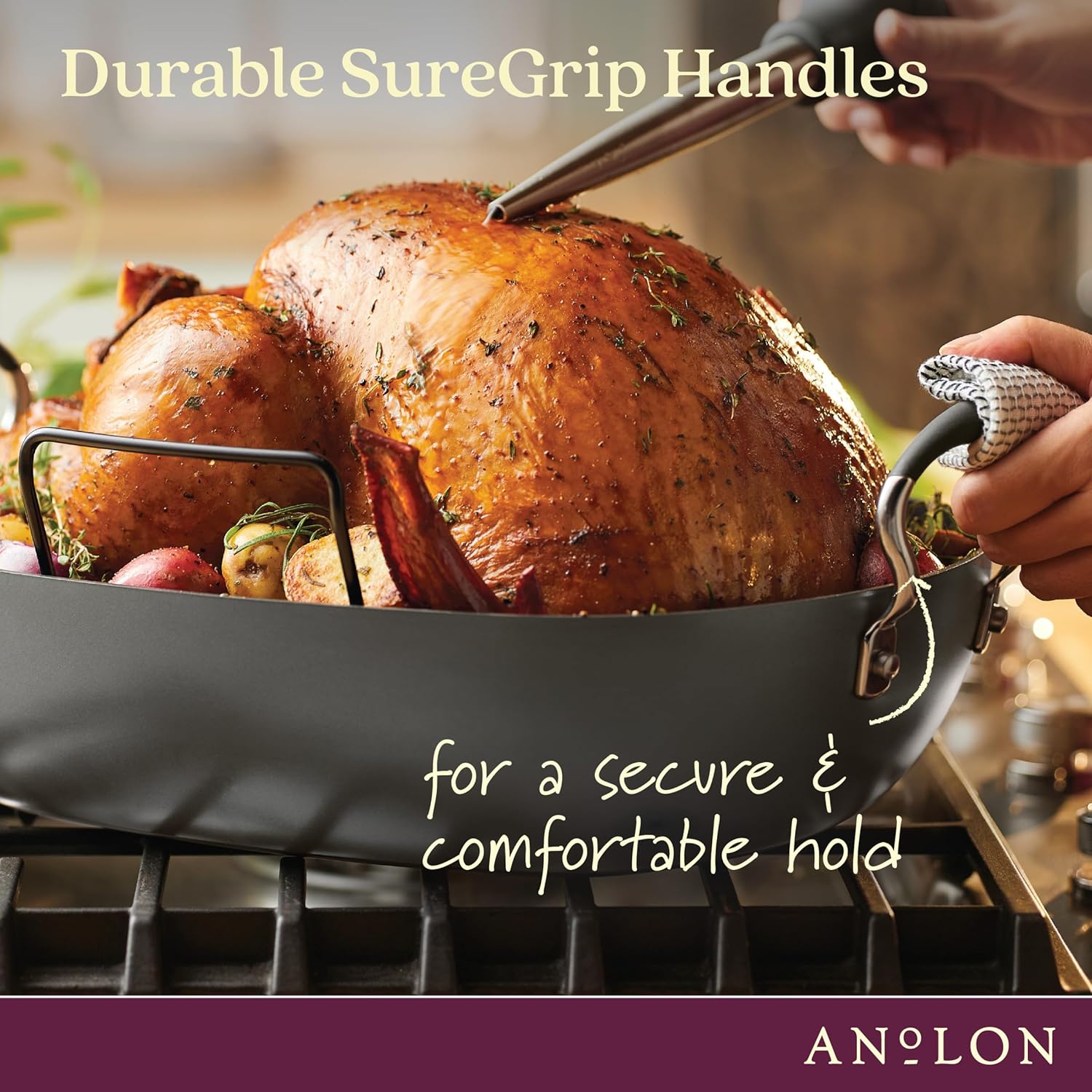 Nonstick Roaster Pan with Rack, 16 x 13 Inch V1545