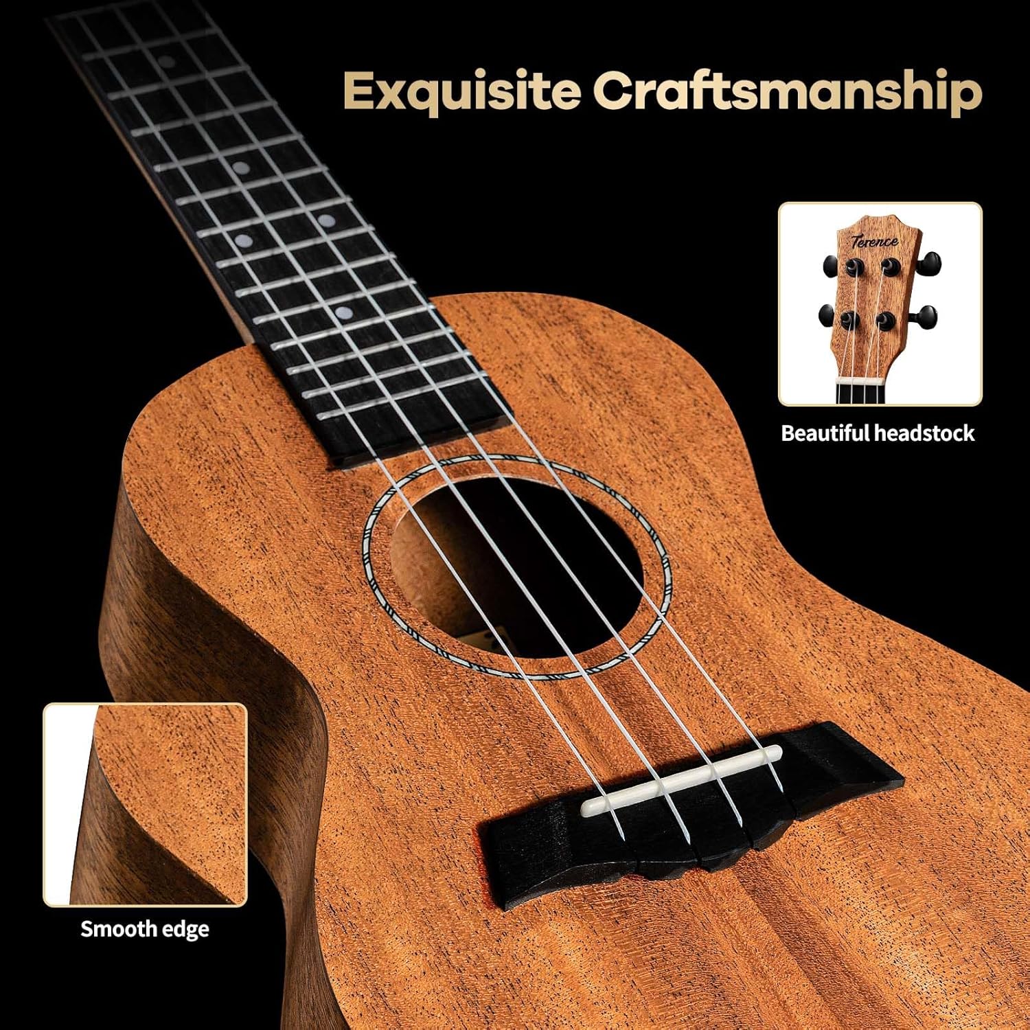 Soprano Ukulele 23 Inch Mahogany with Tuner, Capo, Gig Bag S364