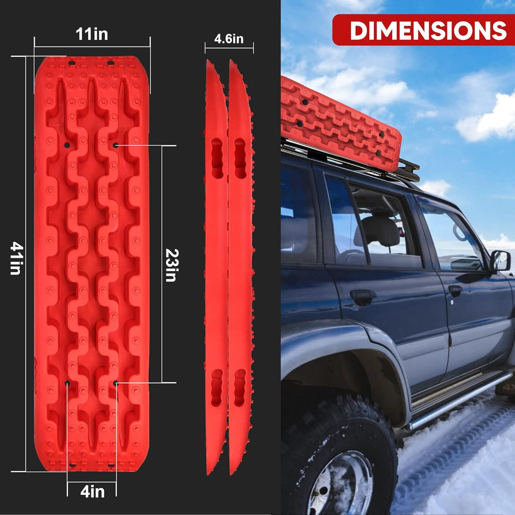Recovery Traction Tracks 2 Piece, Tire Traction Mats for Off Road Mud Sand Snow V9918