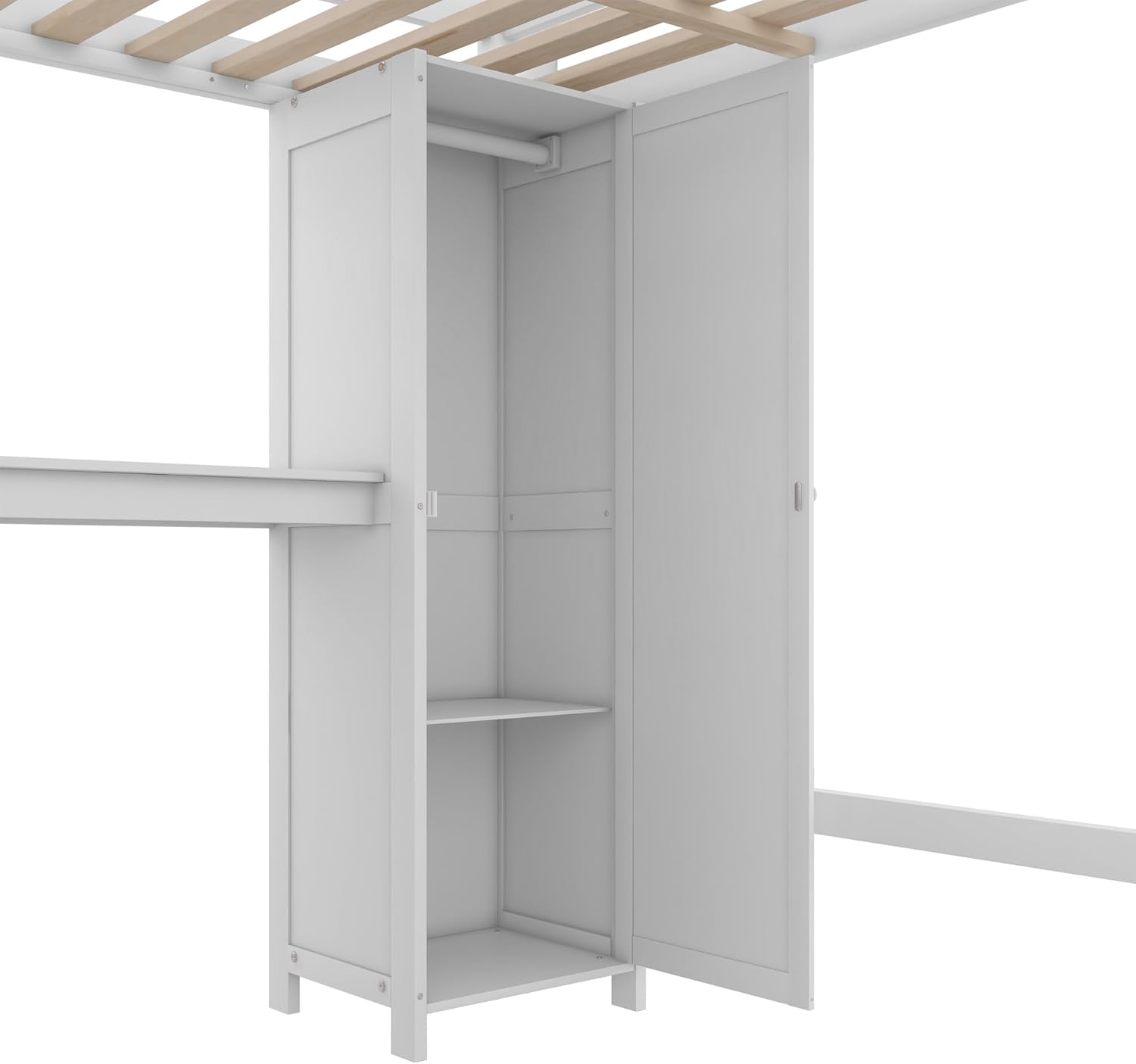 Full Size Loft Bed with Built-in Desk and Bookshelf W312794