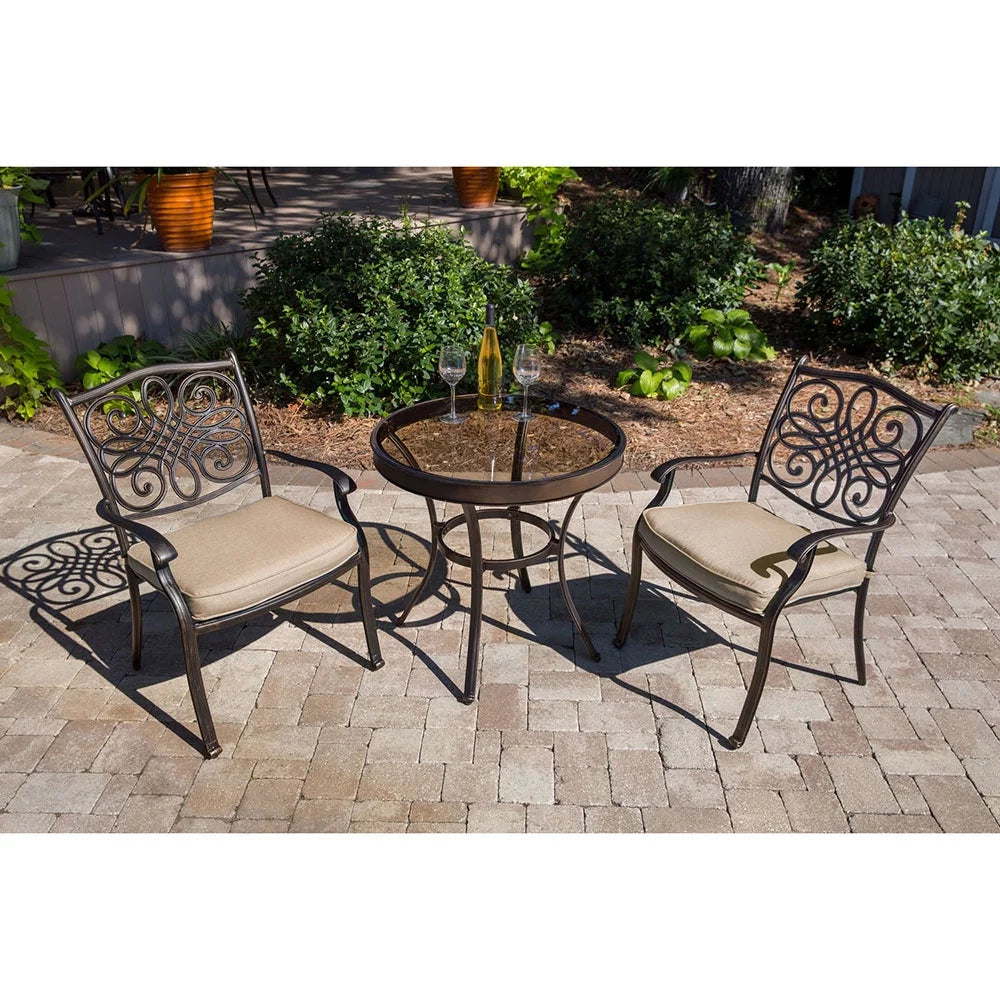 3-Piece Bistro Set with Glass-Top Table Q411