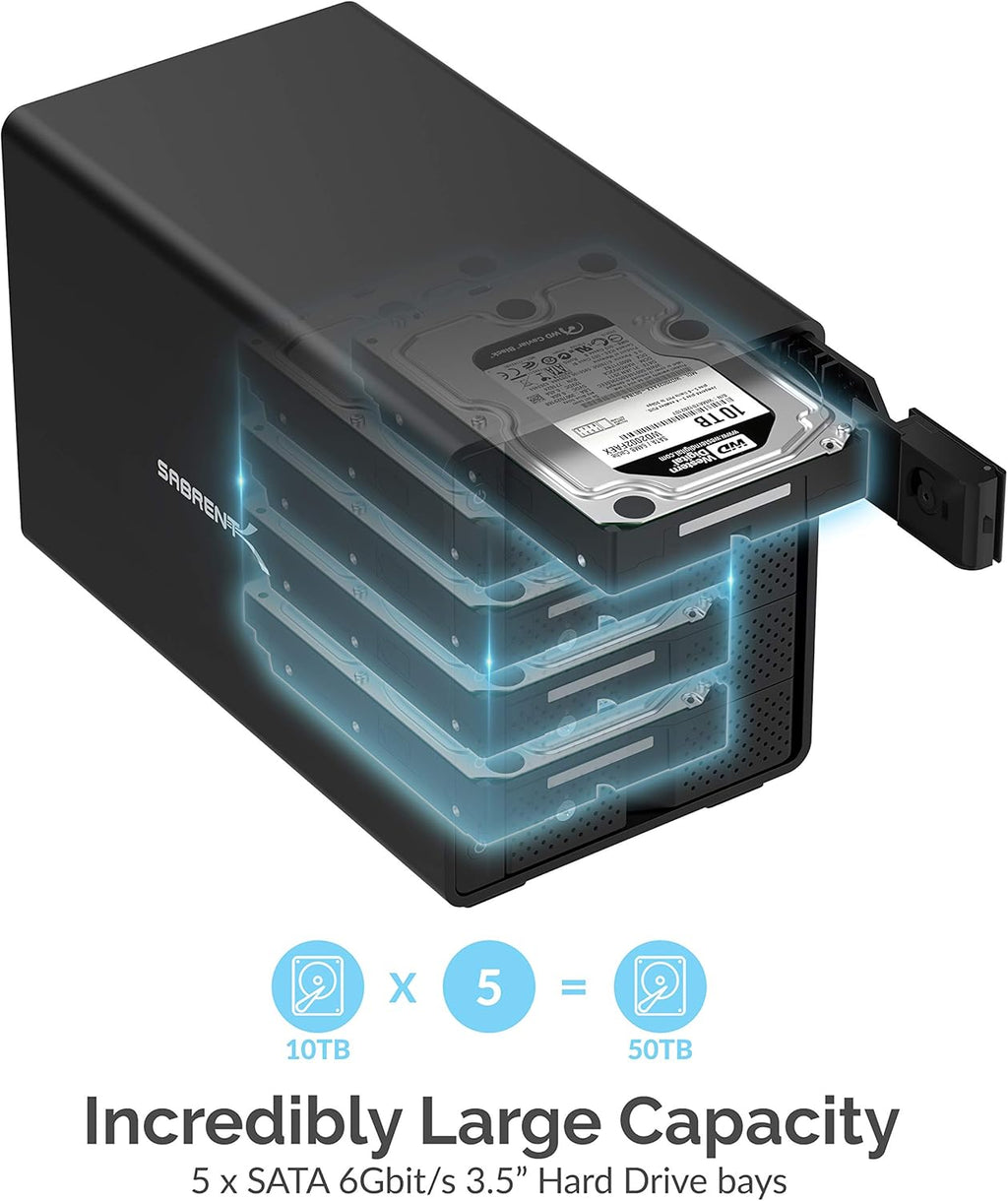 USB 3.0 to SATA Dual Bay External Hard Drive Docking Station for 2.5/3.5in HDD SSD with Cloner Function J42226