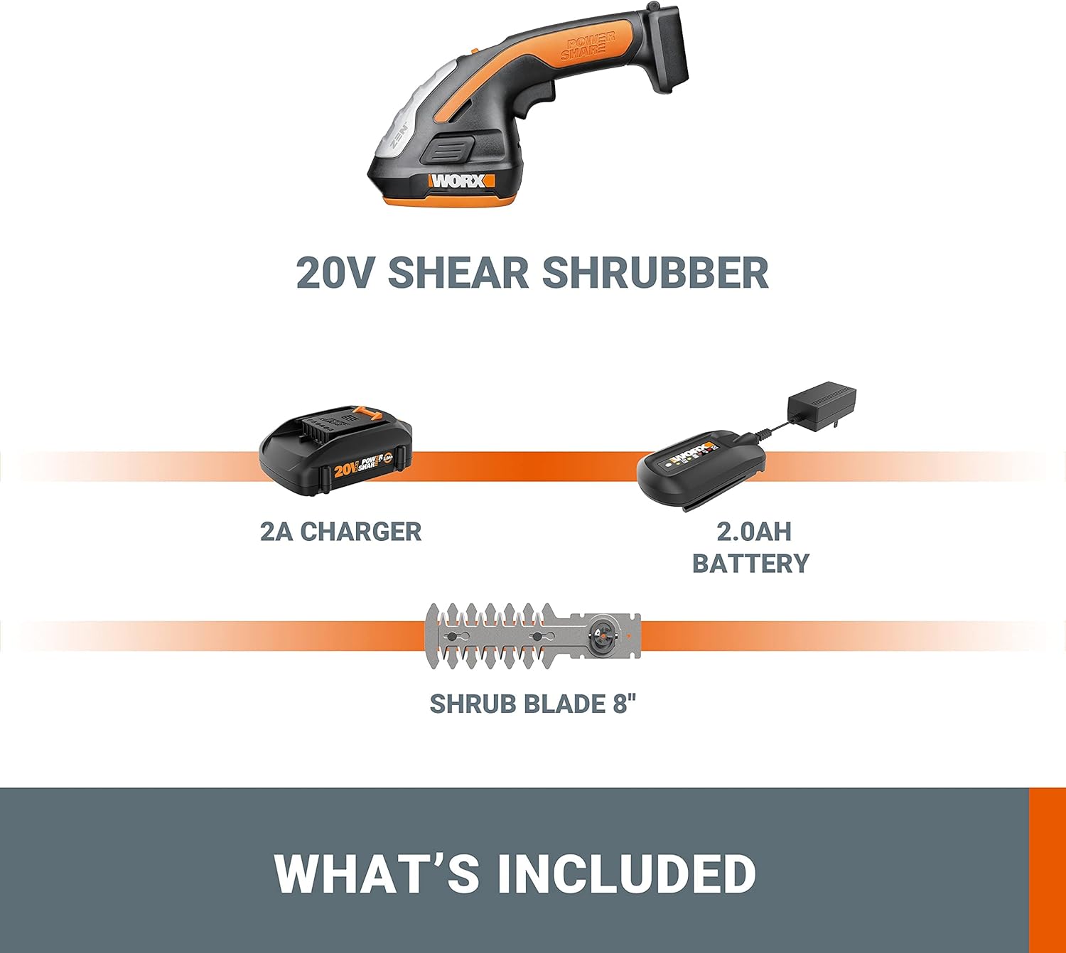 Cordless Shrub Trimmer with Battery and Charger U801