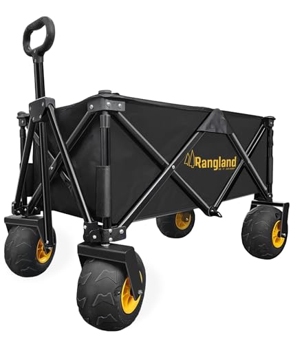 Folding Beach Utility Cart with Large Balloon Wheels, Rustproof Steel Frame H863