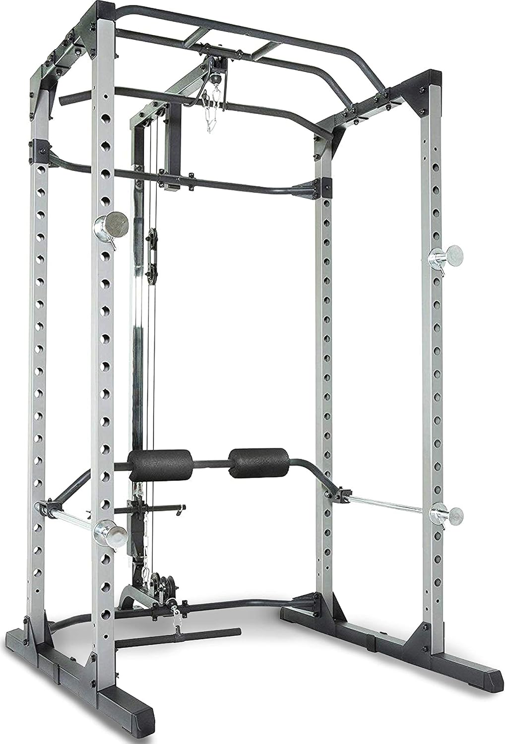 Squat Rack Power Cage with Lat Pulldown and Leg Holdown Attachment P45105
