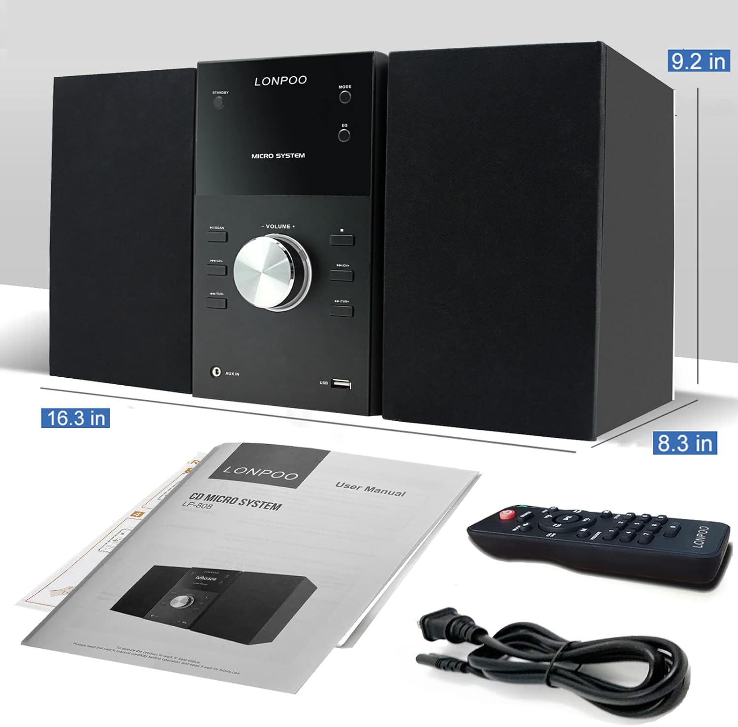 Home Stereo System with CD Player, Bluetooth, FM Radio and Remote Control U7777