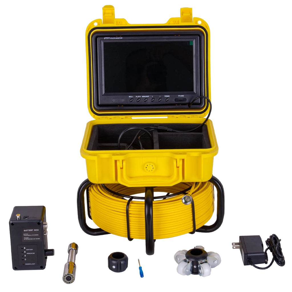 Pipe Inspection Camera with 9" LCD Screen, IP68 Waterproof, DVR Recording G2802