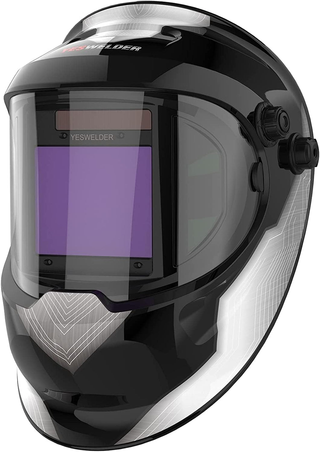 Solar Powered Auto Darkening Welding Helmet with Side View, 4 Arc Sensor Y86470