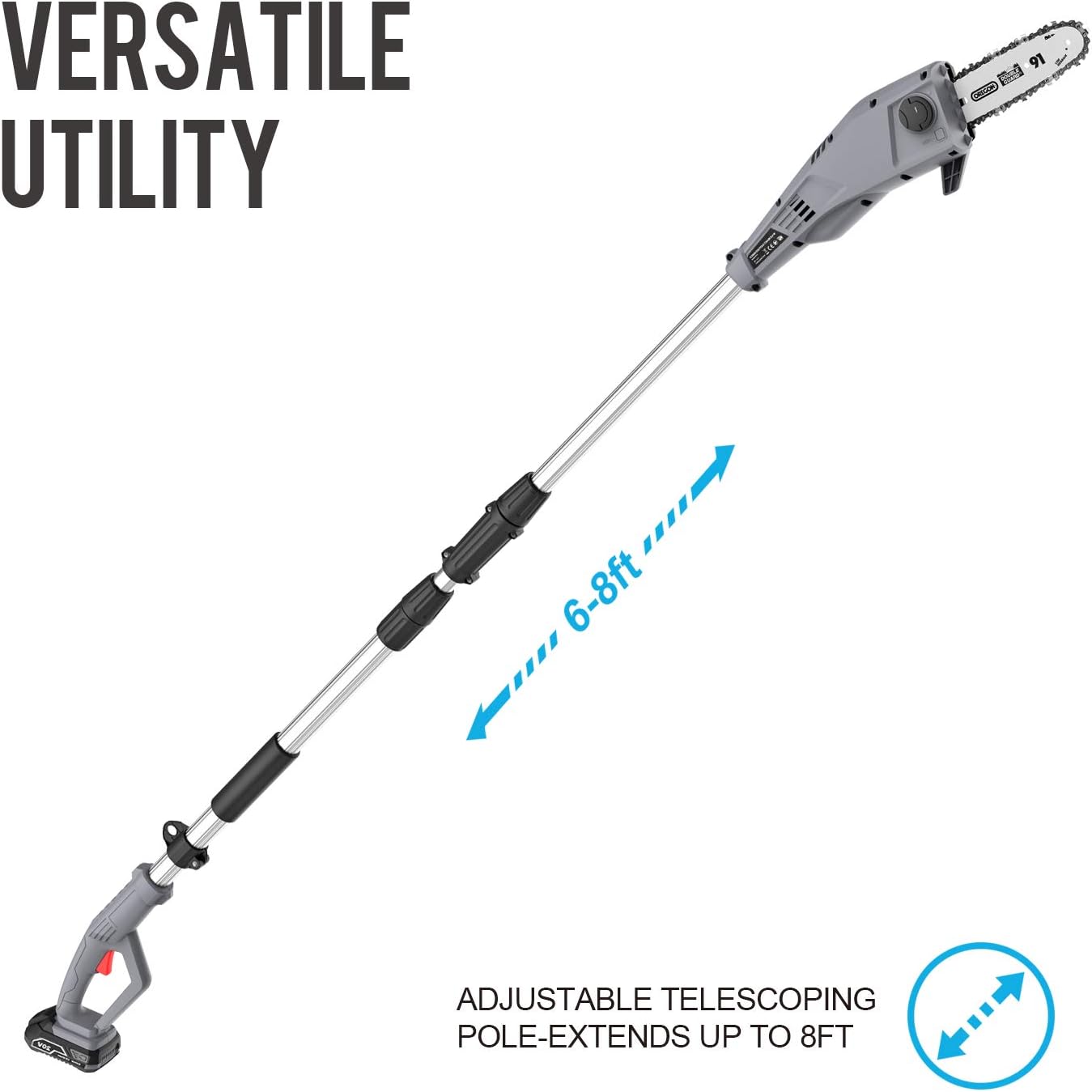 Pole Saw for Tree Trimming, Electric Telescopic Pole Chain Saw with Extension Up To 12 FT, 8-Inch Blade Y1328