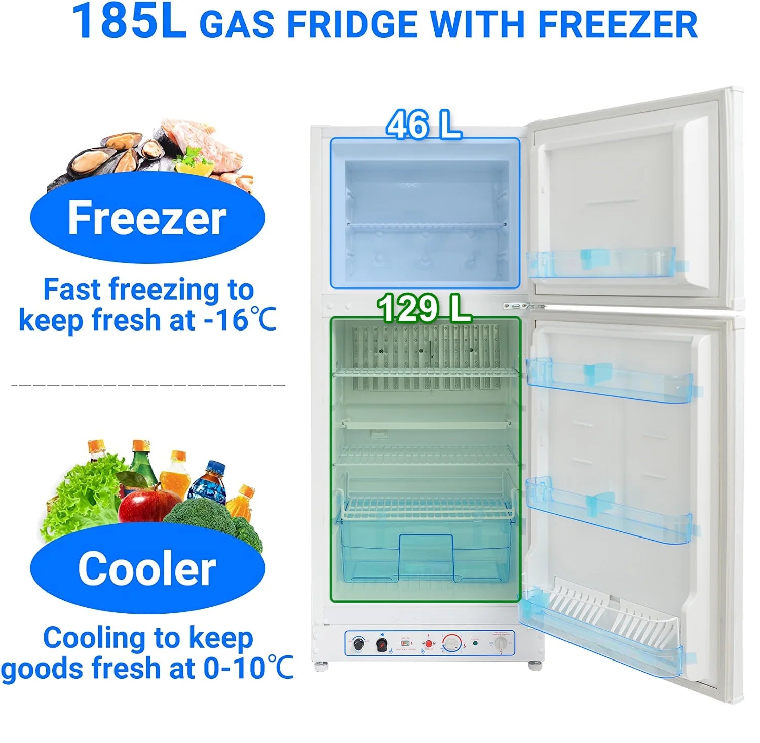6.5 Cu ft Propane Refrigerator for RV Camper Cabin Home M40166
