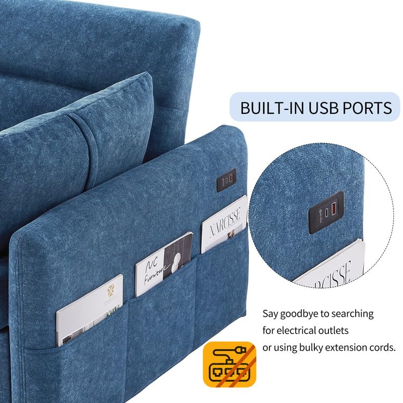 Convertible Sofa Bed Sleeper Chair with Adjustable Backrest, Grey C681