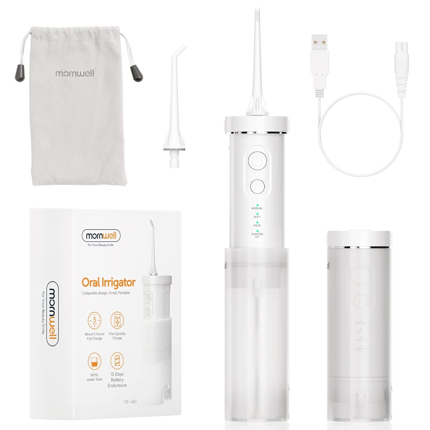 Cordless Water Flosser Portable Dental Cleaner with 4 Modes USB Rechargeable X558683