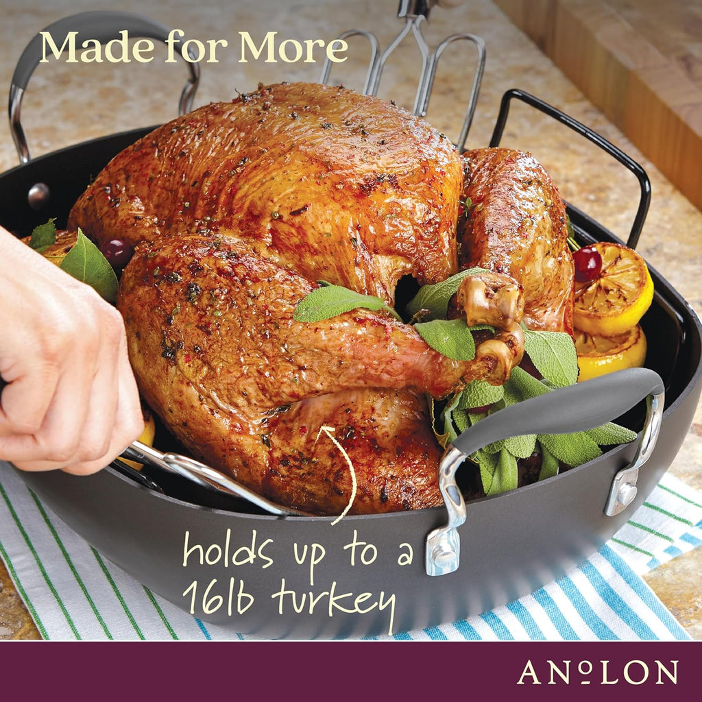 Nonstick Roaster Pan with Rack, 16 x 13 Inch V1545