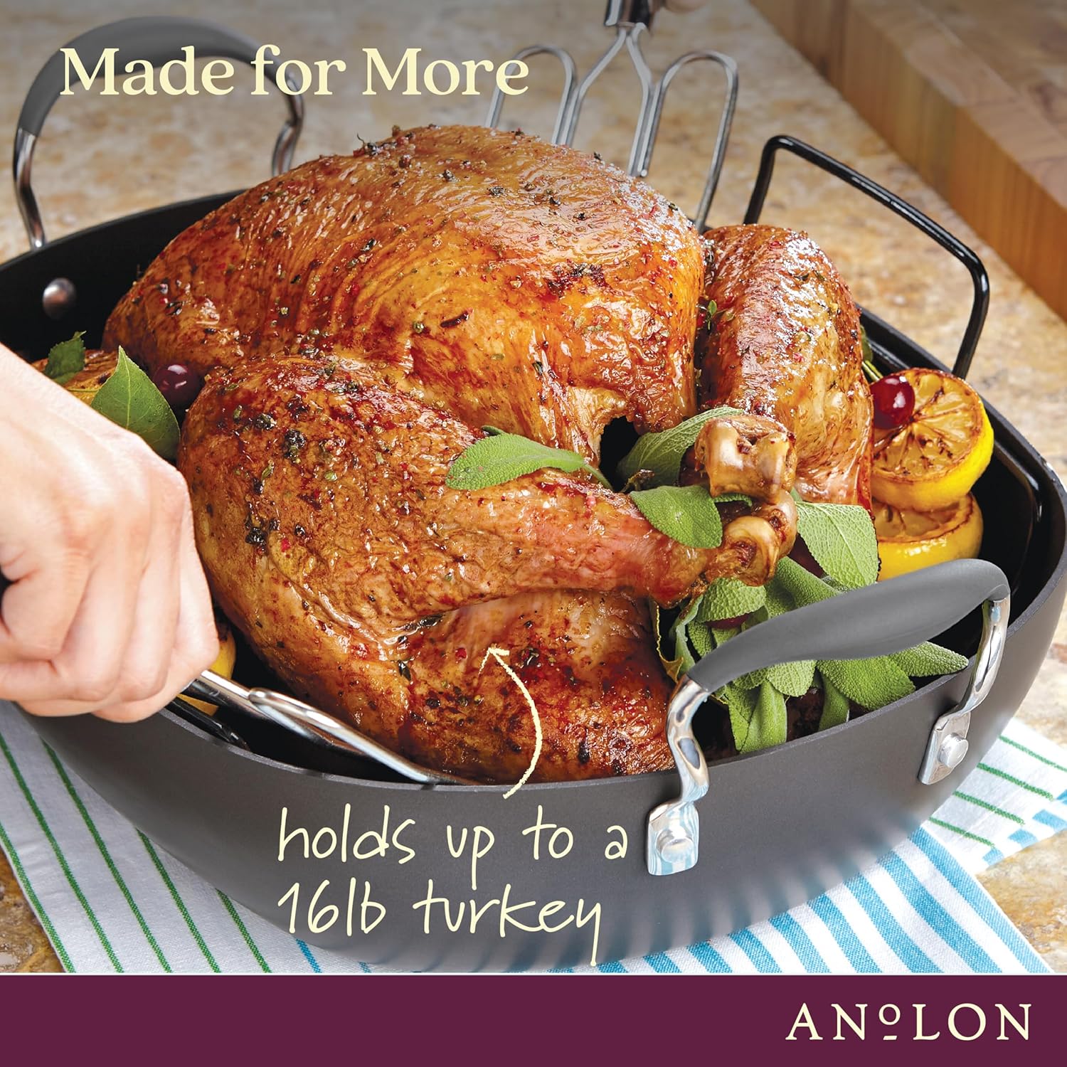 Nonstick Roaster Pan with Rack, 16 x 13 Inch V1545