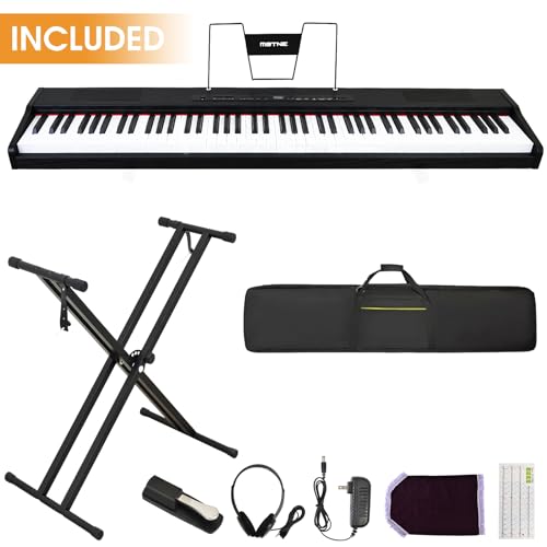 88 Key Semi Weighted Digital Piano with Lighted Keys, Stand, Case, Pedal, Headphone K75192