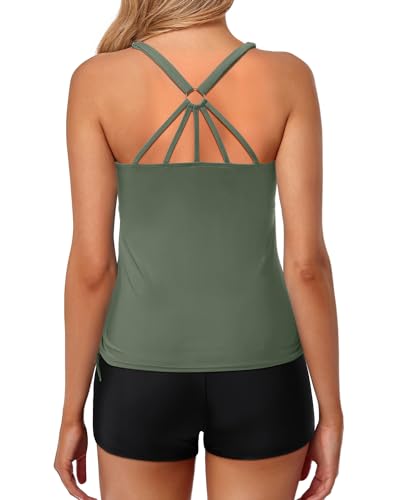 Women's Two Piece Tankini Swimsuits with Shorts B852831