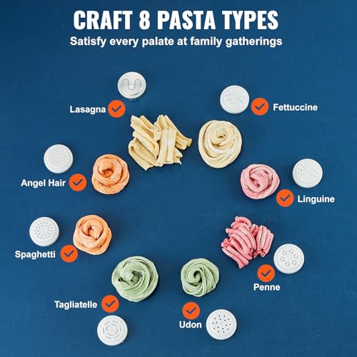 Electric Pasta Maker, 150W Automatic Noodle Machine, 500g Flour Capacity, 8 Pasta Shapes N76759