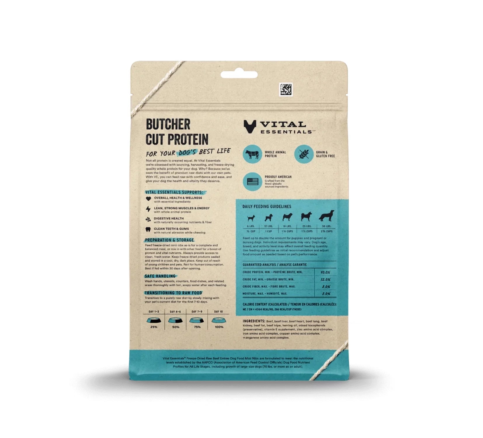 Freeze-Dried Raw Dog Food, Beef Mini Nibs, 14 oz X975454