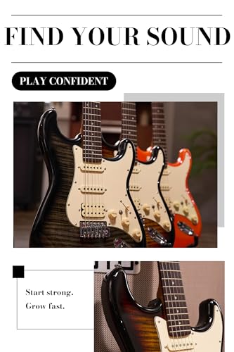 Electric Guitar with Coil-Split, Roasted Maple Neck, HSS Pickups, Beginner Kit with Amp and Bag C21096