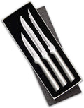 Rada Cutlery Cooking Essentials Knife Starter Gift 3 Piece Stainless Steel Set With Brushed Aluminum, Made in the USA, Silver Handle