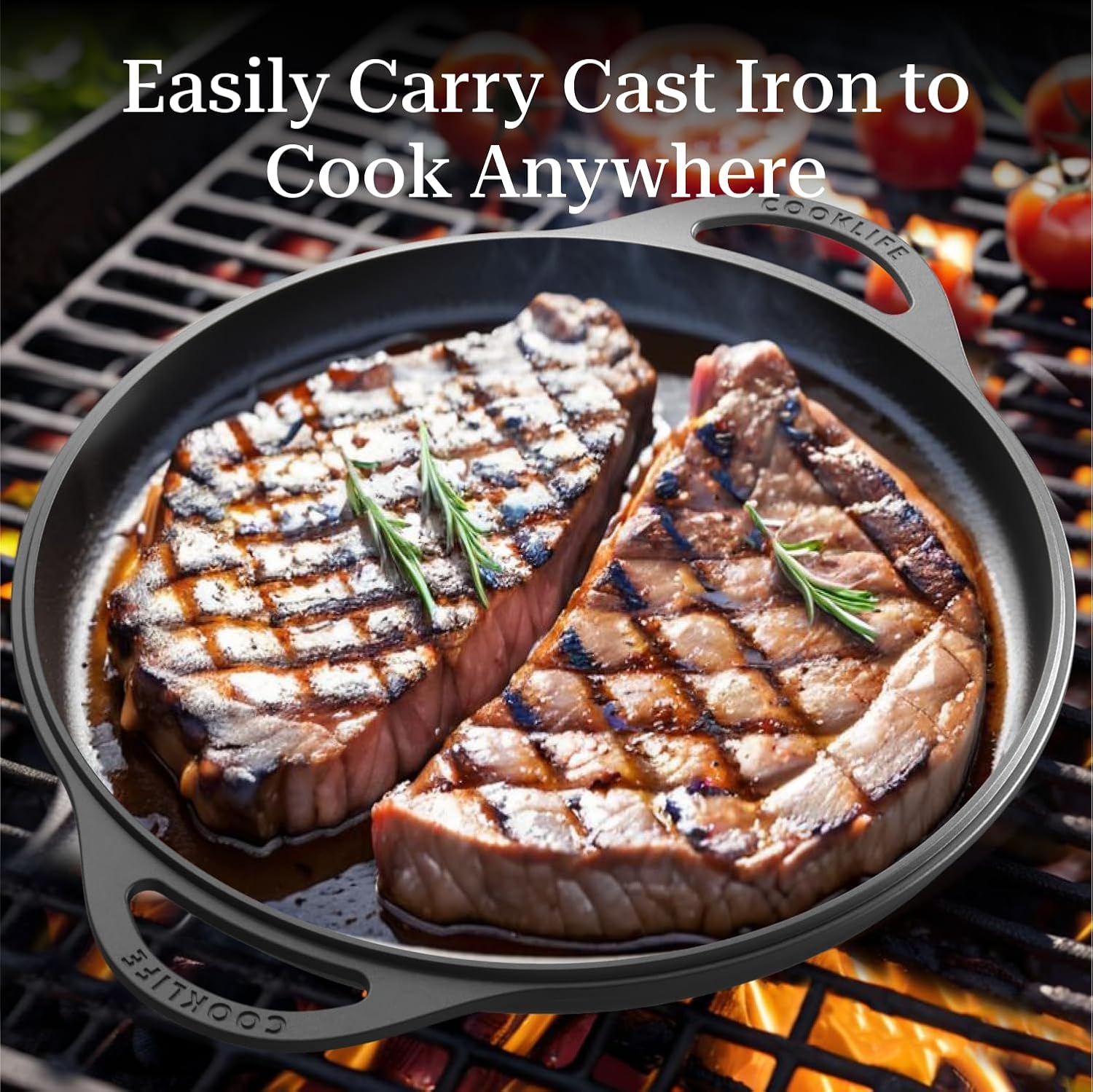 Cast Iron Griddle Pan with Scraper, Round Stove Top Pizza Pan X274