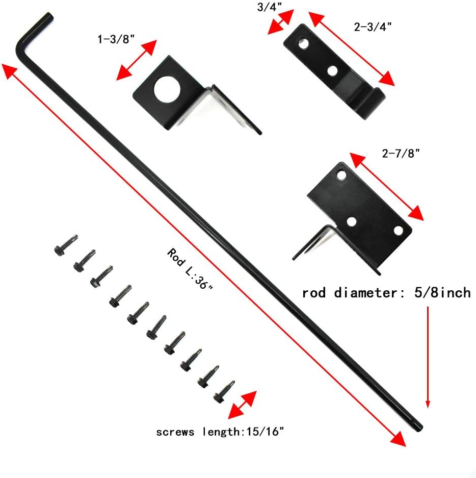 Heavy Duty Gate Drop Rod 36 inch Steel Black Finish - 2 Pack P1390
