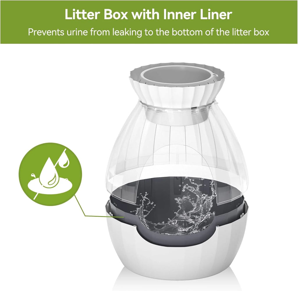 Hidden Litter Box Enclosed with Odor Removal System, Large Cat Litter Box Furniture, White T8767