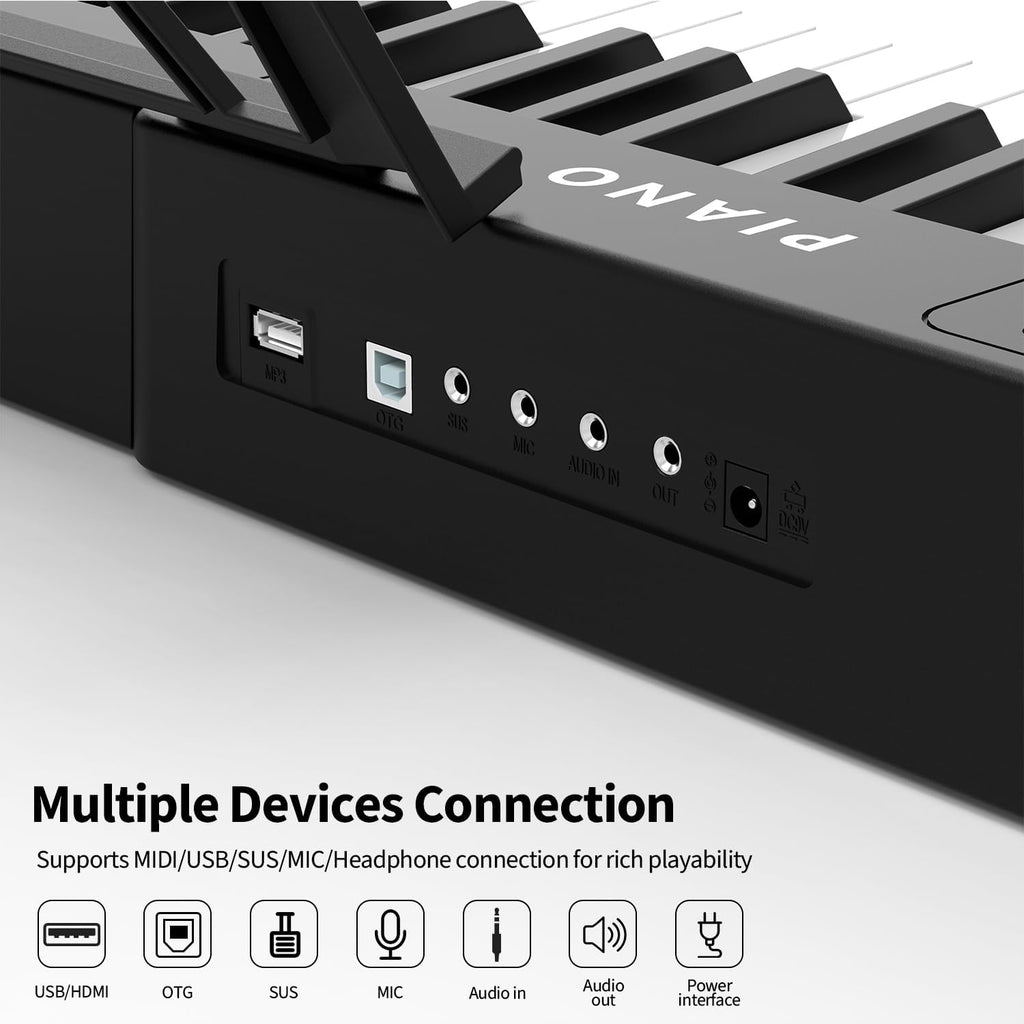 88 Key Semi Weighted Digital Piano with Stand and Built-In Speakers D16780