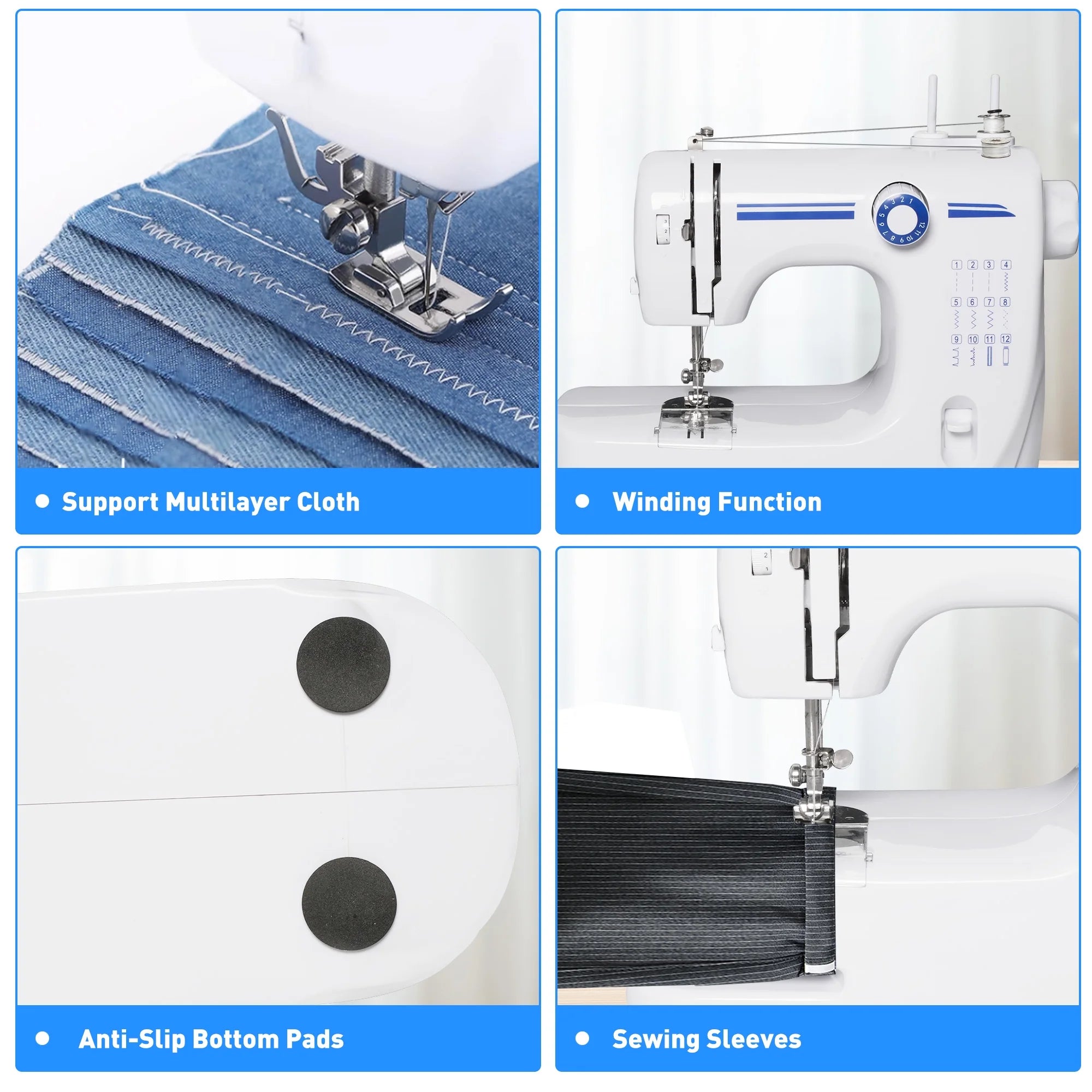 Portable Mini Sewing Machine with 12 Built-in Stitches, Double Needle, Foot Pedal S90469