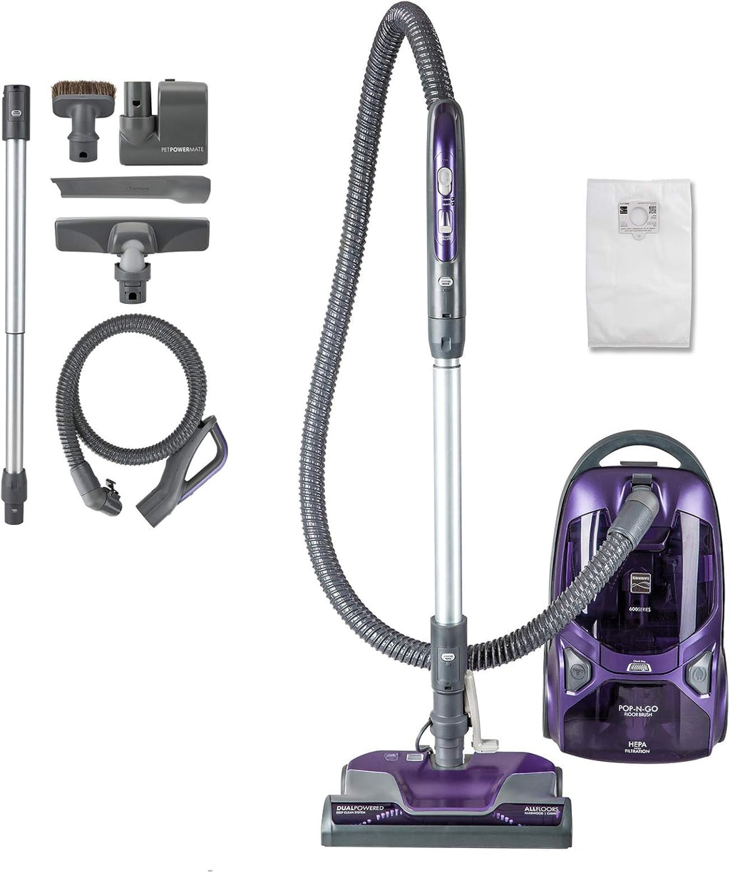 Lightweight Bagged Canister Vacuum Cleaner with HEPA and Retractable Cord Q589816