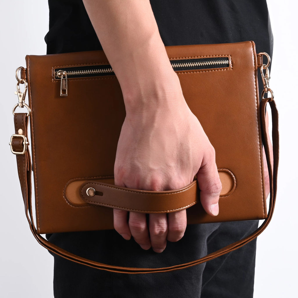 Portfolio Case for iPad Pro 12.9-inch with Pencil Holder, PU Leather, Brown Q1210