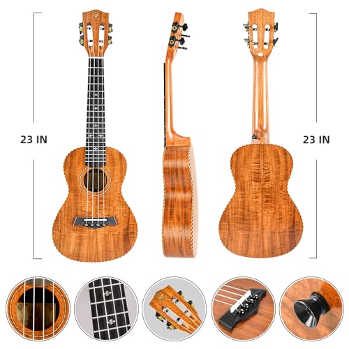 Concert Ukulele 23 Inch Koa Wood with Gig Bag and Strap L487