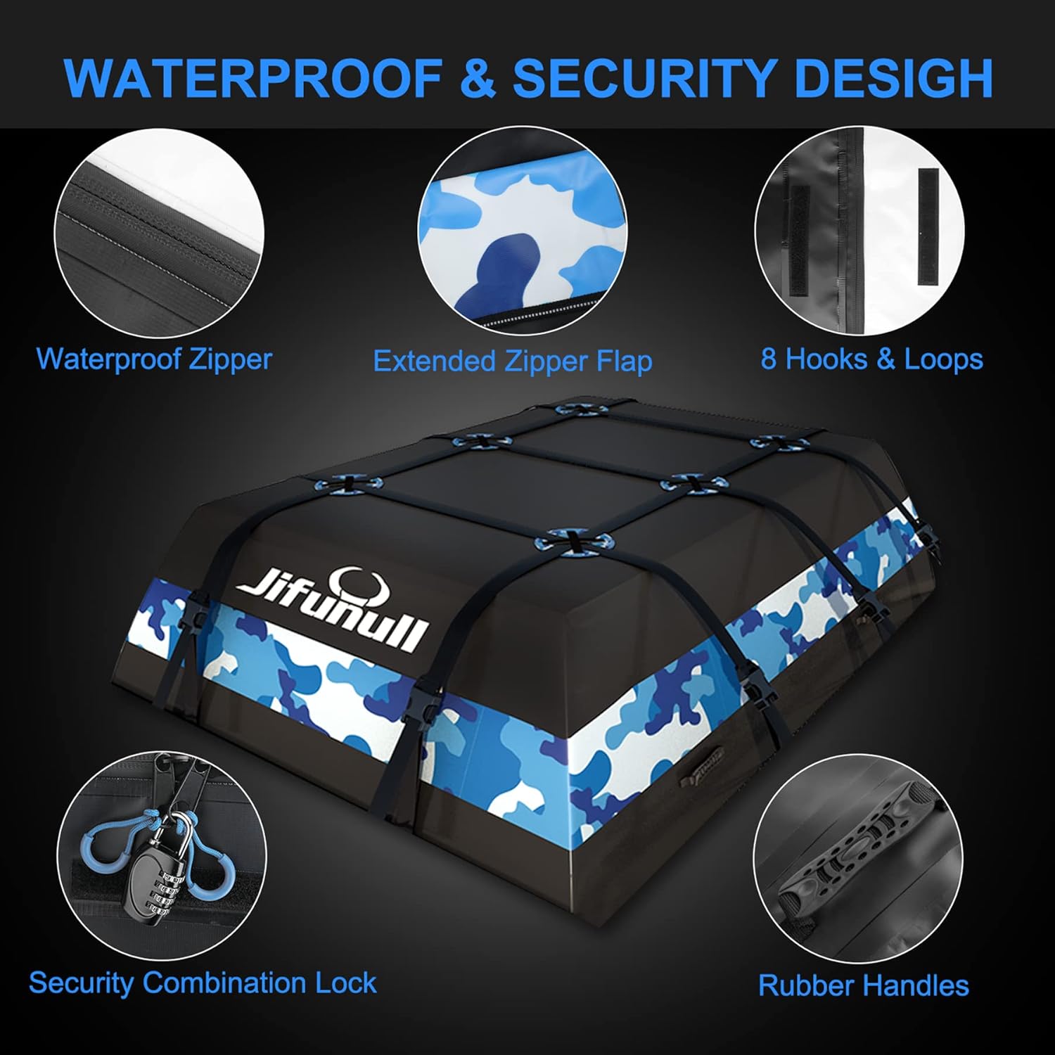 Rooftop Cargo Carrier Bag 21 Cubic Feet, Waterproof Soft-Shell Roof Rack with Anti-Slip Mat M640