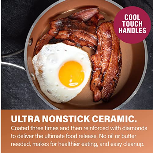 Hammered Copper 10-Piece Nonstick Cookware Set with 12-Inch Skillet I9489
