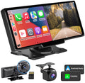 Wireless Carplay Screen for Car, 2.5K Dash Cam, 64G SD Card, Backup Camera, Bluetooth, GPS Navigation, Android Auto, 9.3" Portable Car Stereo
