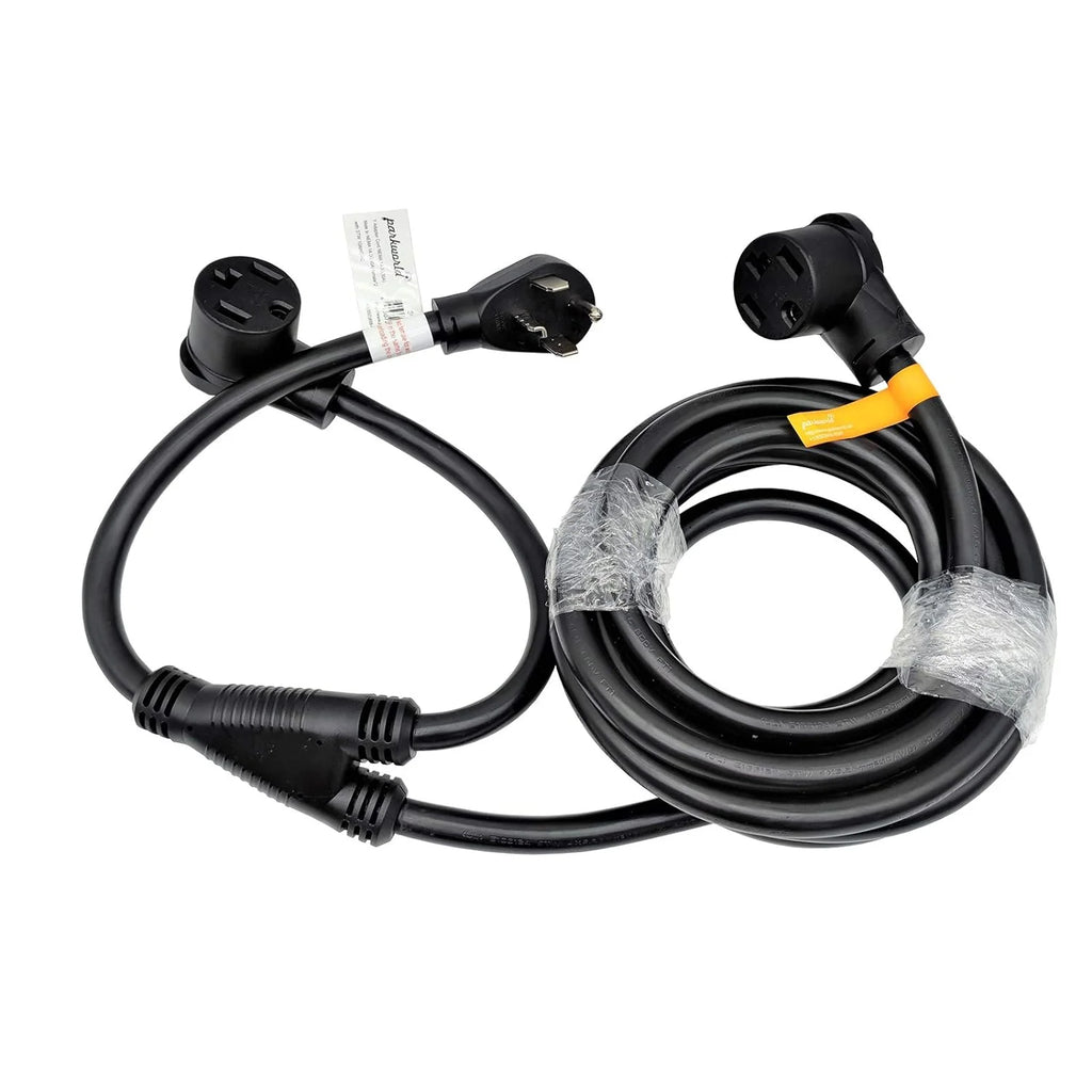 NEMA 14-30 Splitter, Dryer Plug to Dual Receptacle, 30 Amp, 20 Feet D155