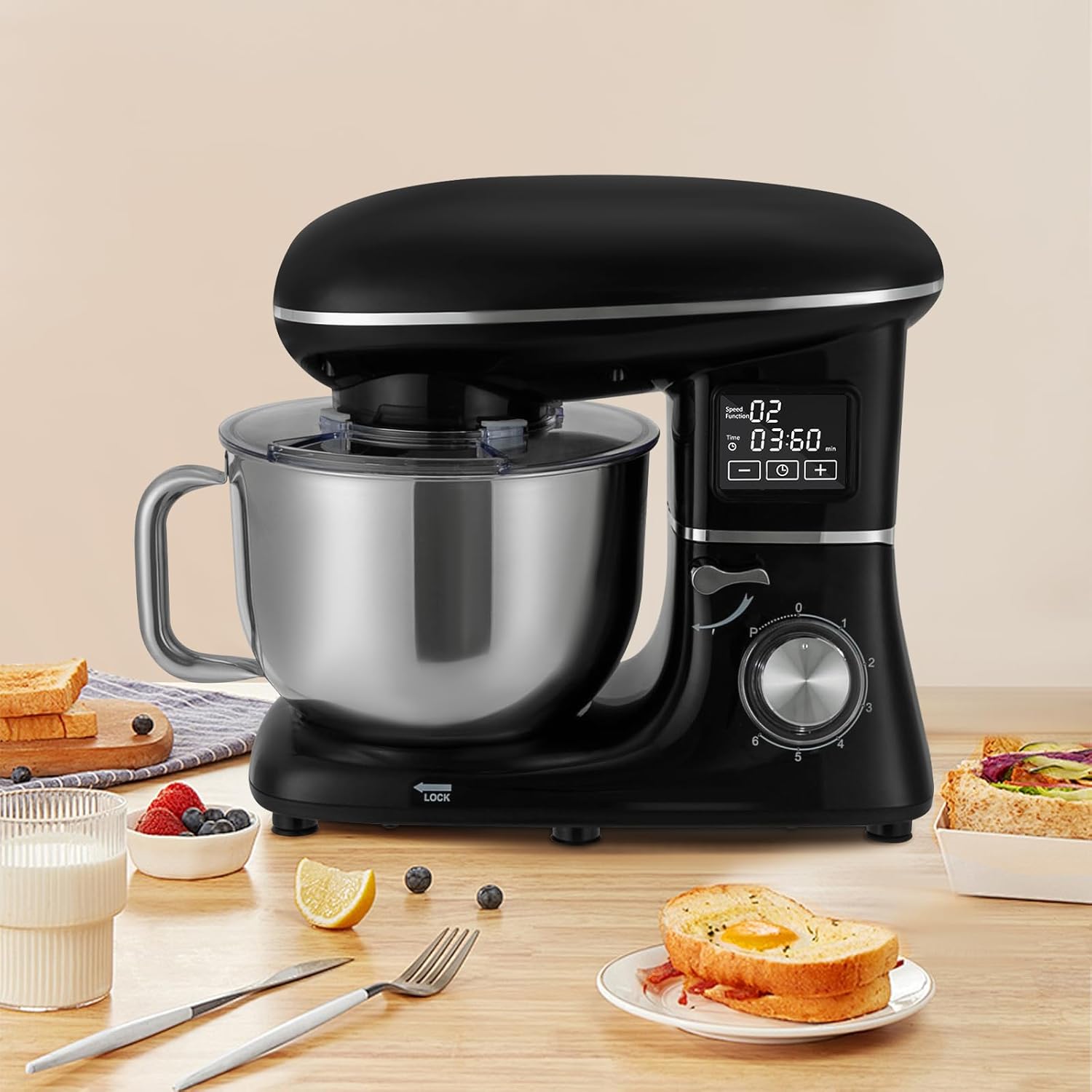 6.5QT Stand Mixer, 1350W 6 Speed Tilt-Head, Electric Kitchen Mixer F361698