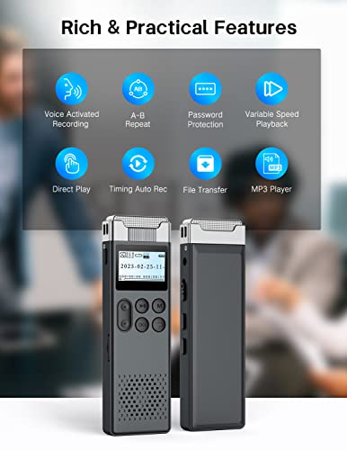 80GB Digital Voice Activated Recorder with Playback for Lectures Meetings V982