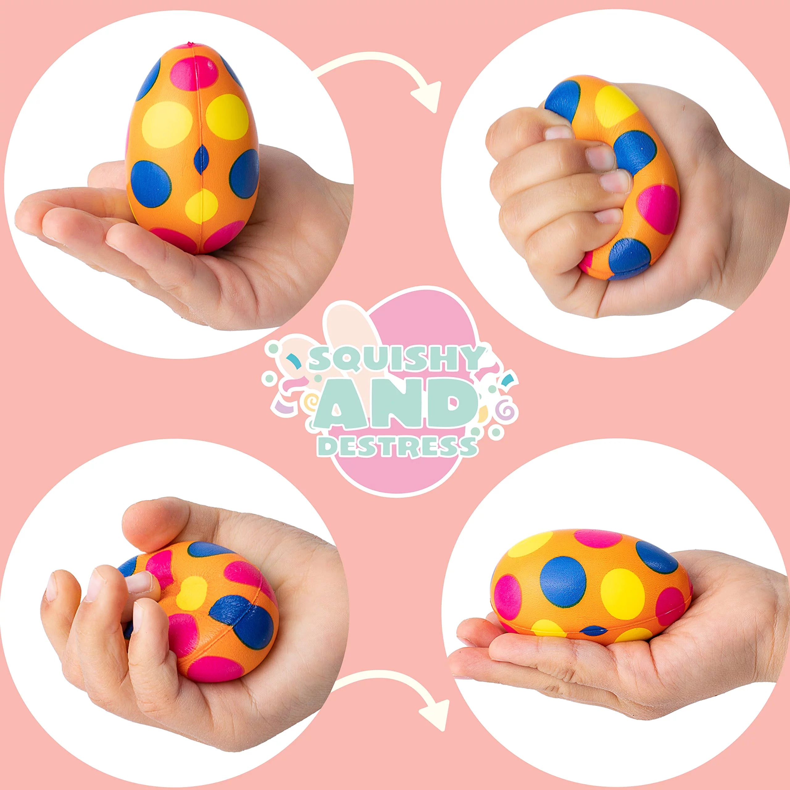 24 PCS Colorful Squishy Eggs for Easter Egg Hunt, Slow Rising Stress Relief Toys Q68681