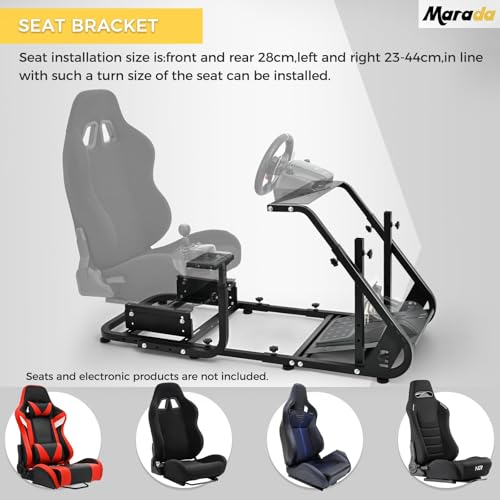 Reinforced Racing Steering Wheel Cockpit with Adjustable Driving Simulator TV Stand F457477