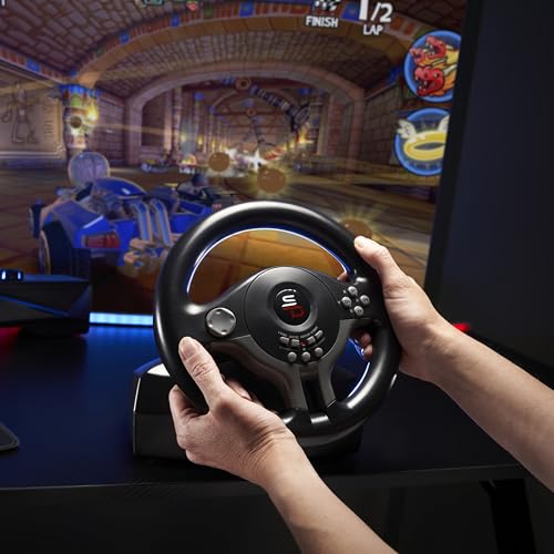Steering wheel with pedals and gearshift paddles for Switch, PS4, Xbox, PC K22022