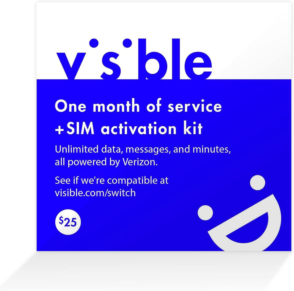 Visible Wireless 1 Month Prepaid Service & SIM Card | Unlimited Data Cell Plan