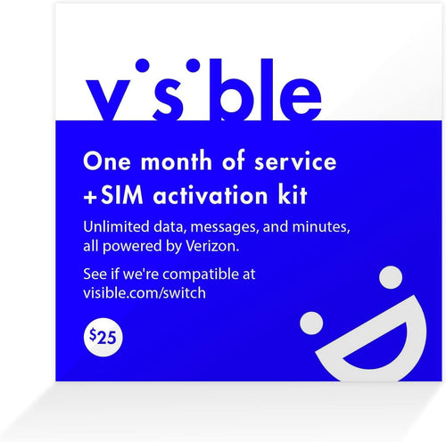 Visible Wireless 1 Month Prepaid Service & SIM Card | Unlimited Data Cell Plan