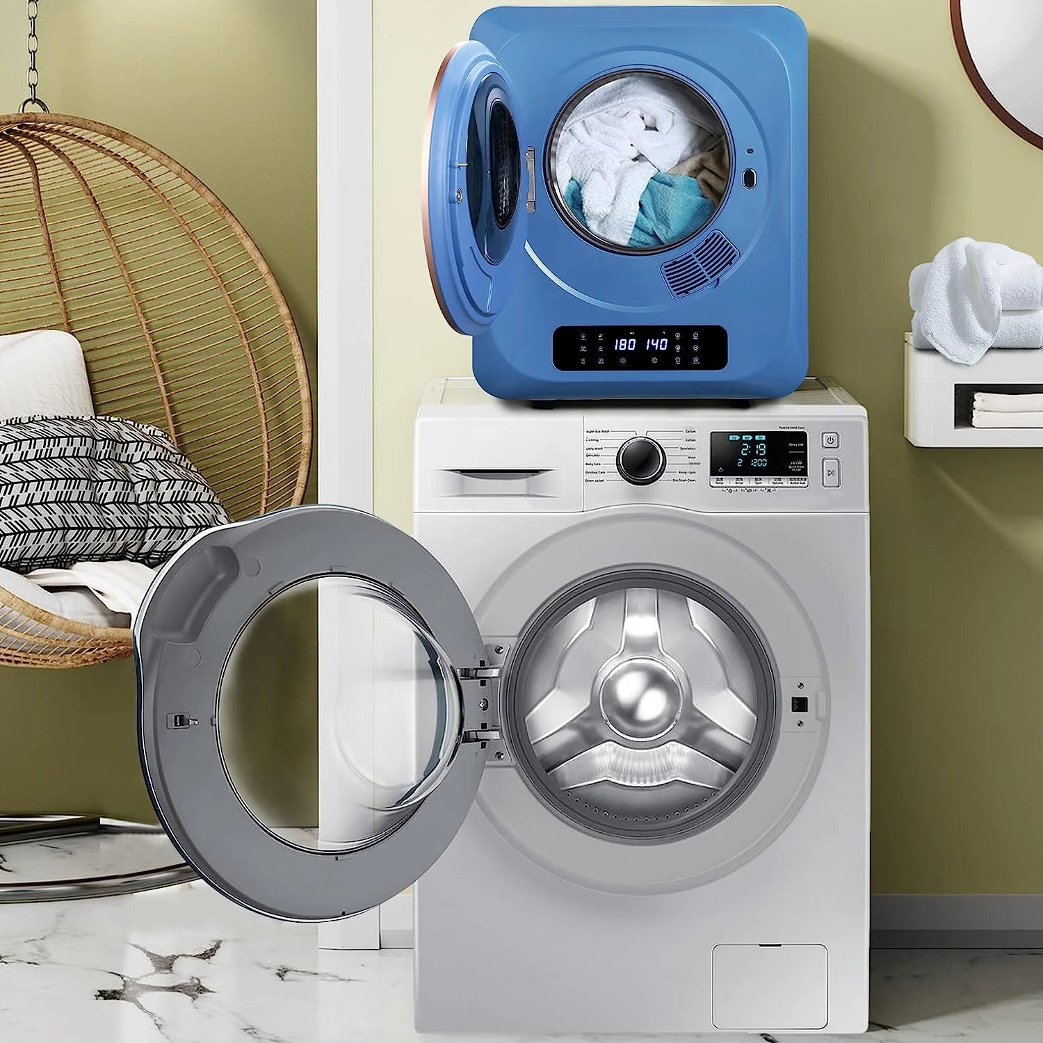 Compact Electric Dryer for Clothes, Portable with Stainless Steel Drum B8111