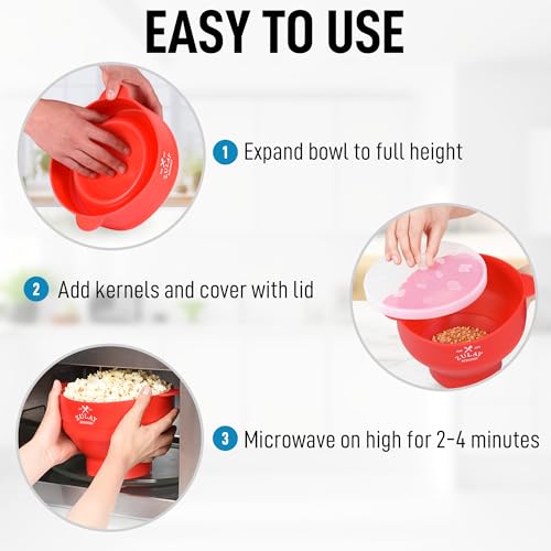Microwave Popcorn Popper, BPA-Free Silicone Collapsible Bowl U68130